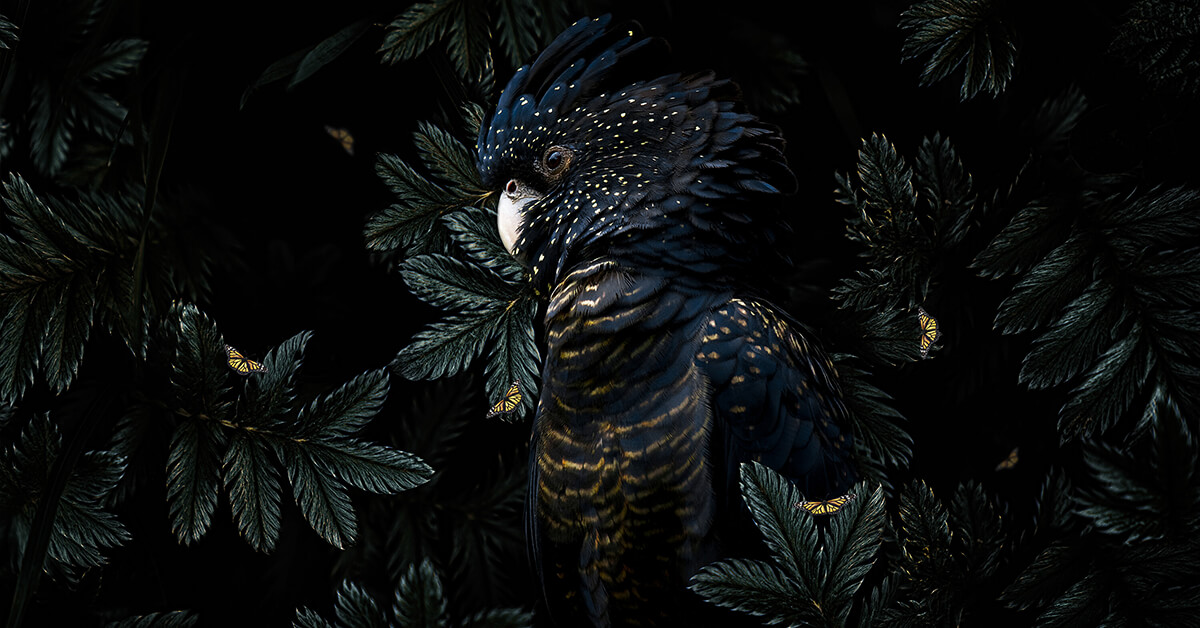 Papier peint panoramique portrait d'animaux botaniques