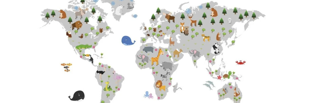 Papier peint pour enfant avec la carte du monde