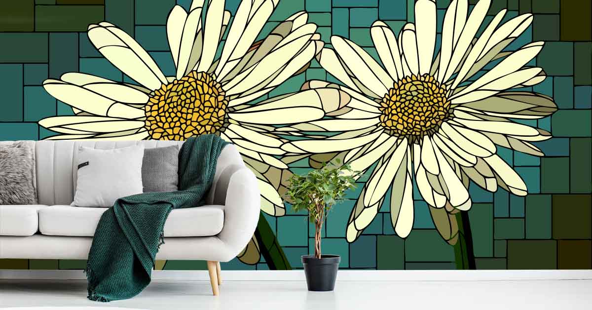Papier peint art floral abstrait