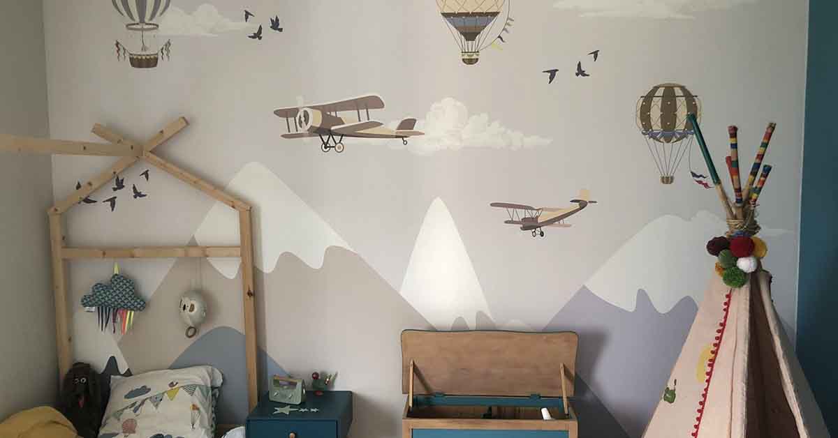 Papier peint enfant avec montagnes