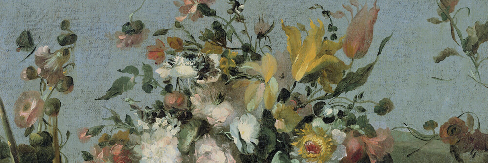 Papier peint avec nature morte & fleurs Papier peint avec nature morte & fleurs