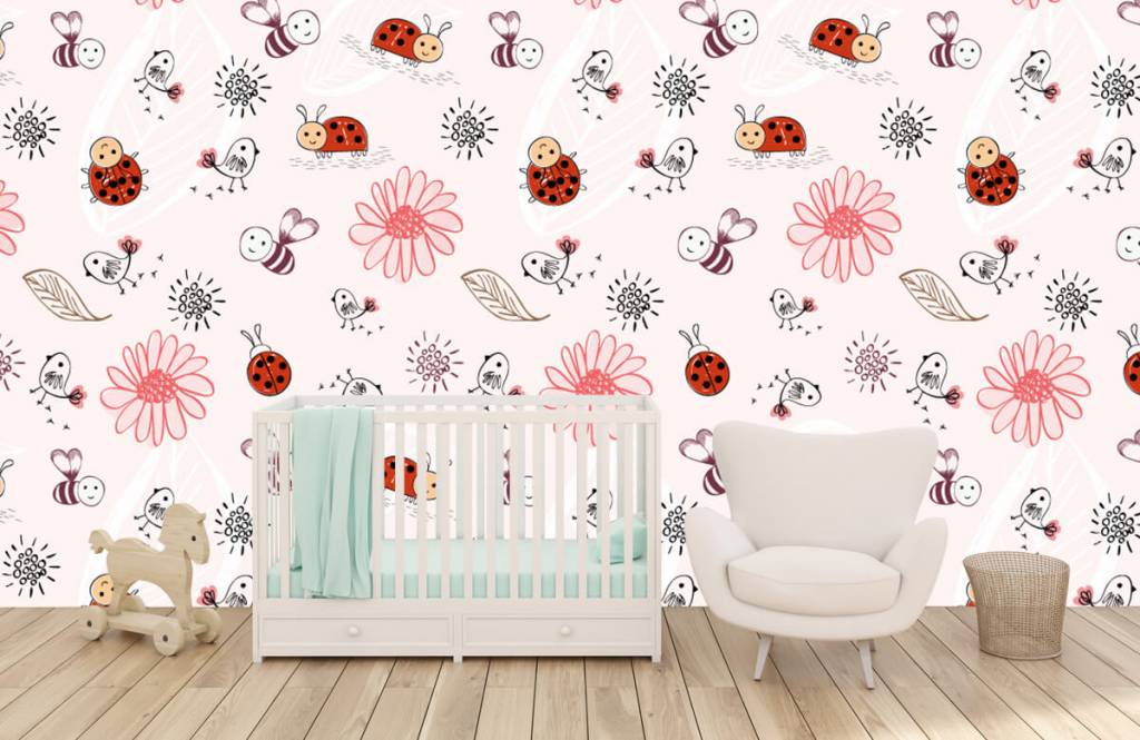 Papier peint bébé - Fleurs et abeilles - Chambre de bébé 6