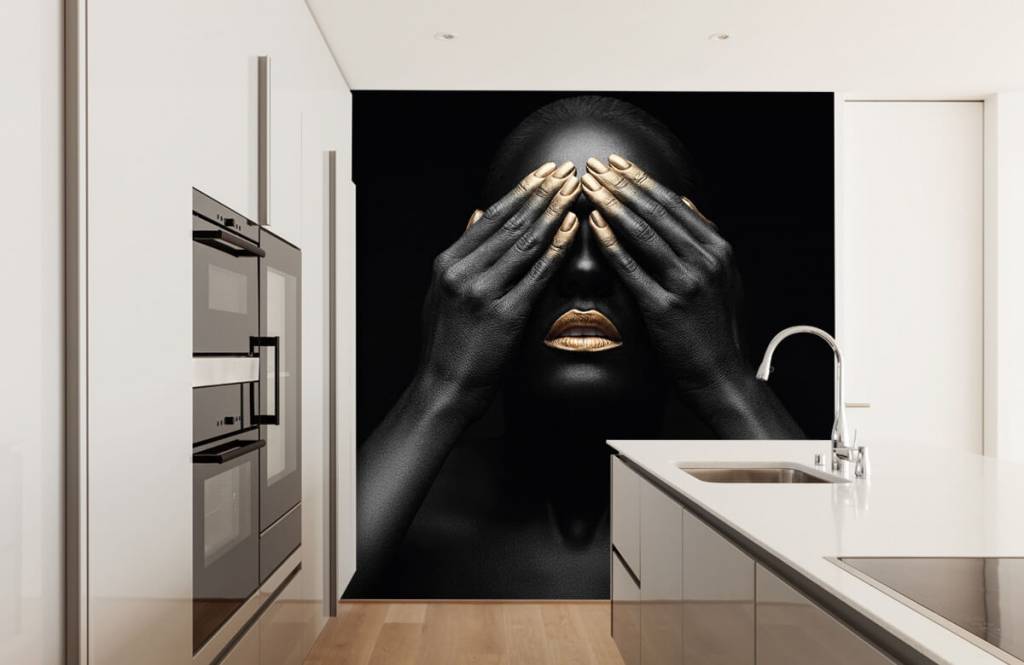 Papier peint moderne - Femme avec les mains devant les yeux - Salle de séjour 4