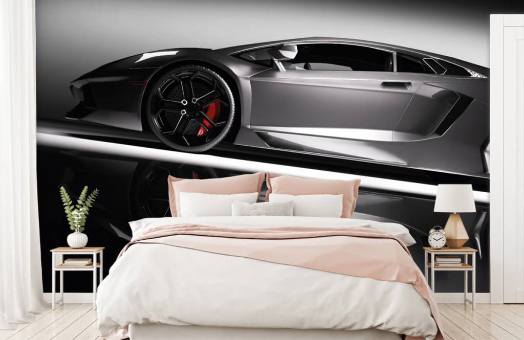 Transport - Lamborghini grise - Chambre d'adolescent 3