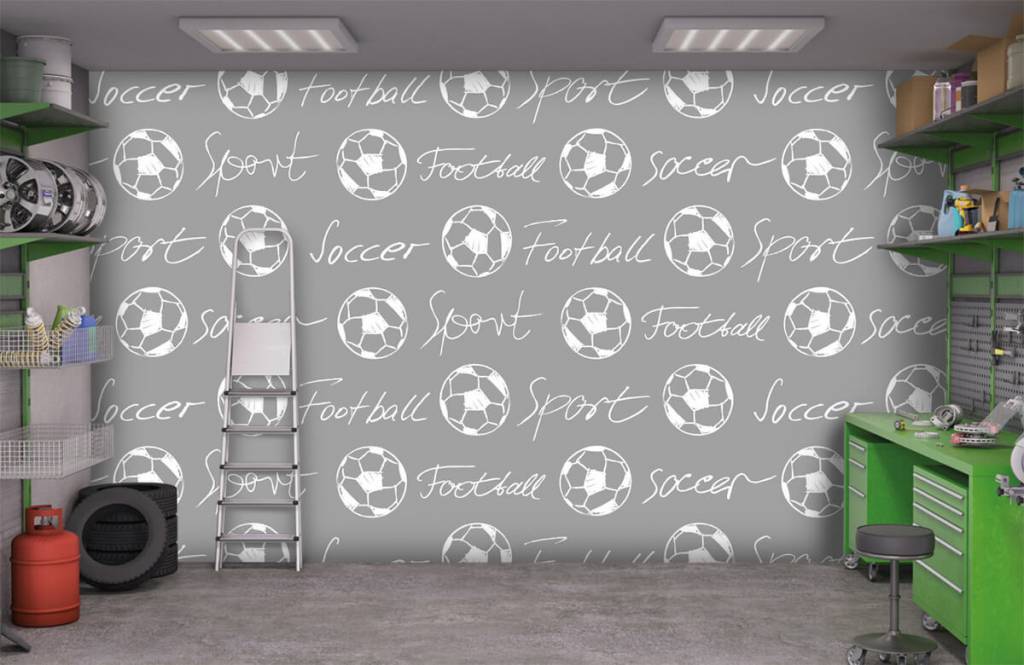 Papier peint de football - Ballons de football et texte - Chambre des enfants 1