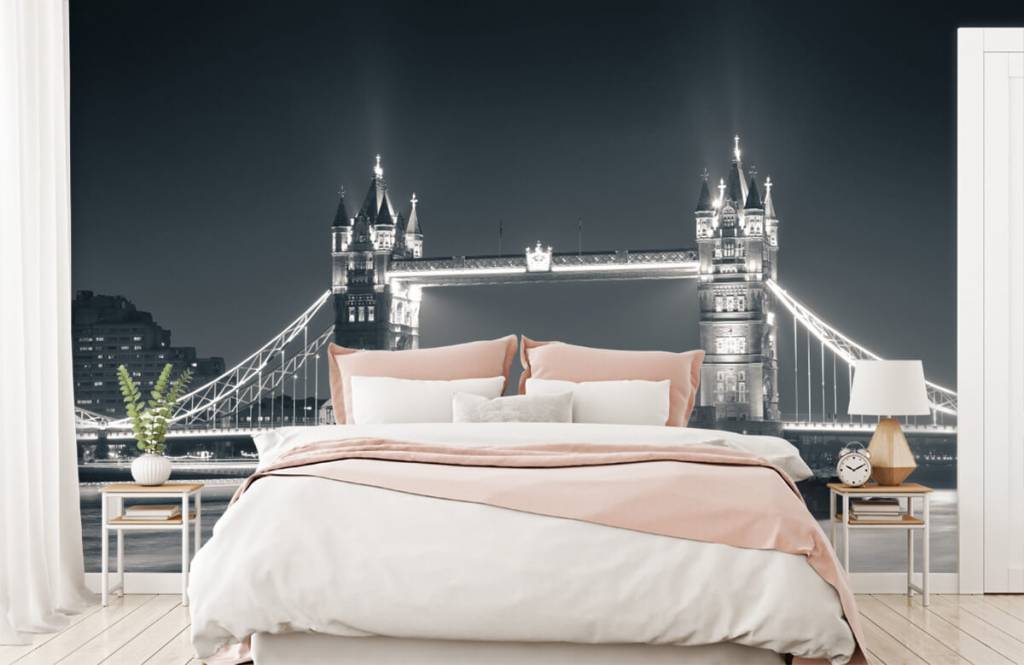 Papier peint noir et blanc - Tower Bridge - Chambre d'adolescent 2