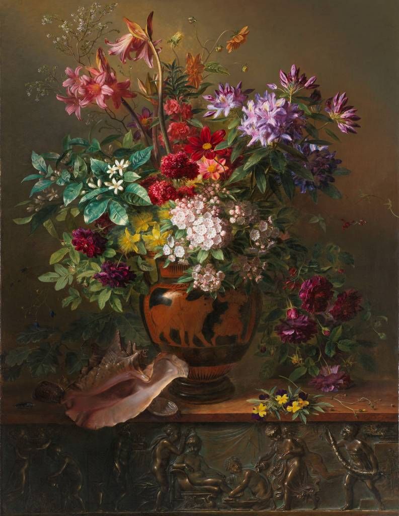 Nature morte aux fleurs dans un vase grec