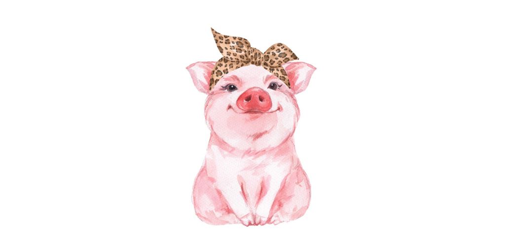 Drôle de petit cochon avec un bandana