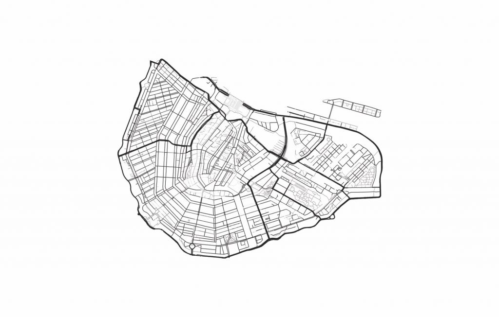 Plan du centre-ville d'Amsterdam, blanc