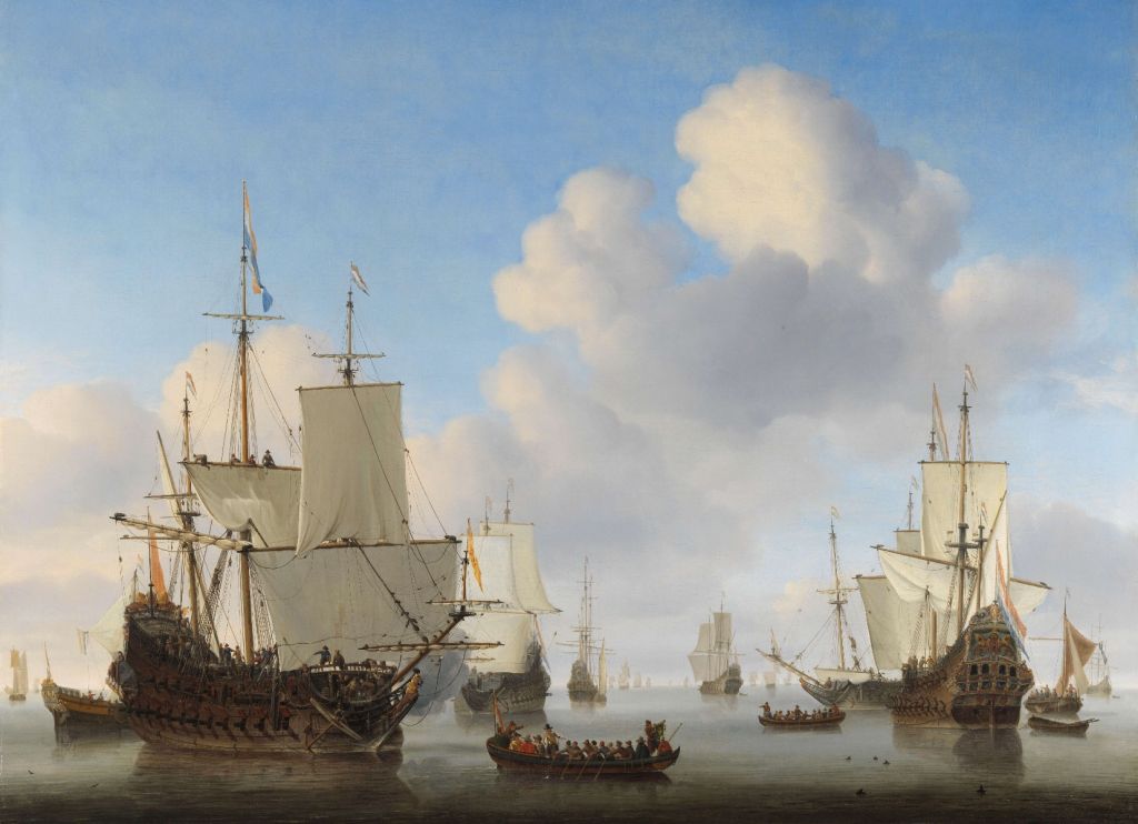 Photo wallpaper Rijksmuseum. Des navires néerlandais sur une mer calme.