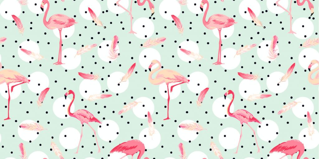 Flamants et plumes roses