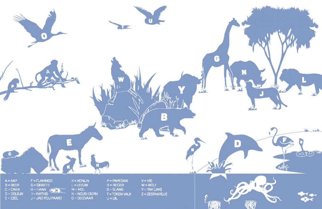 Alphabet animal, bleu