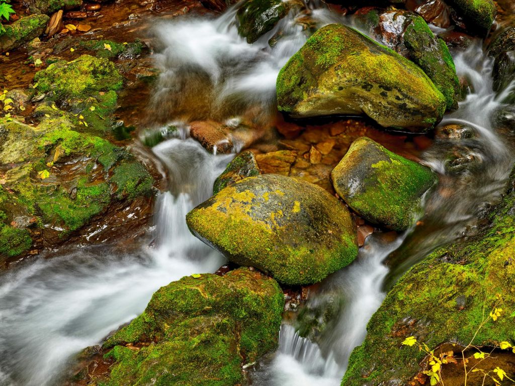 L'eau courante avec des roches