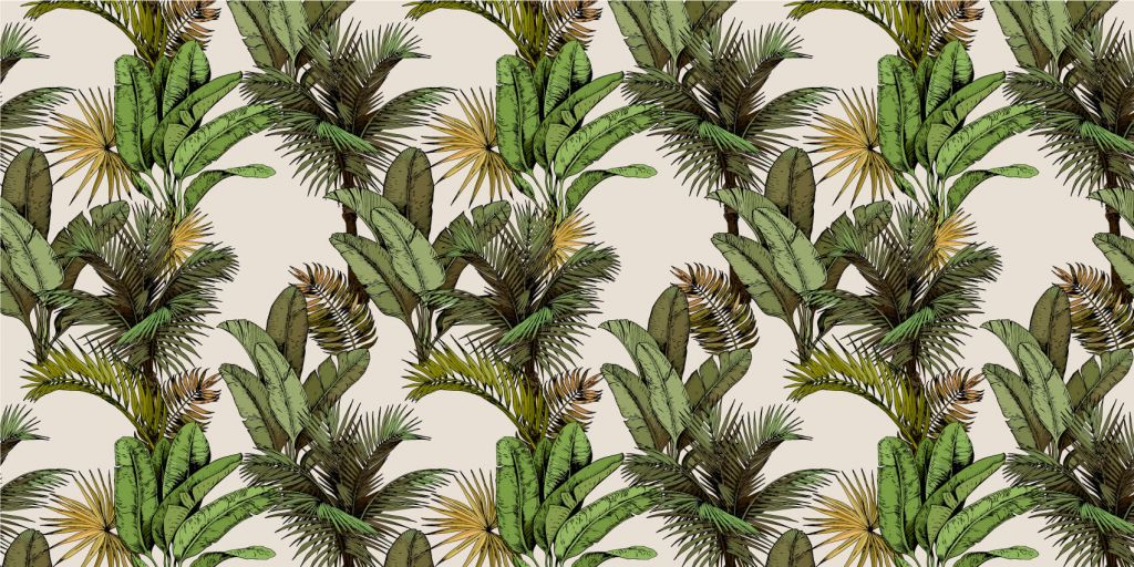 Feuilles de palmiers et de bananiers tropicaux