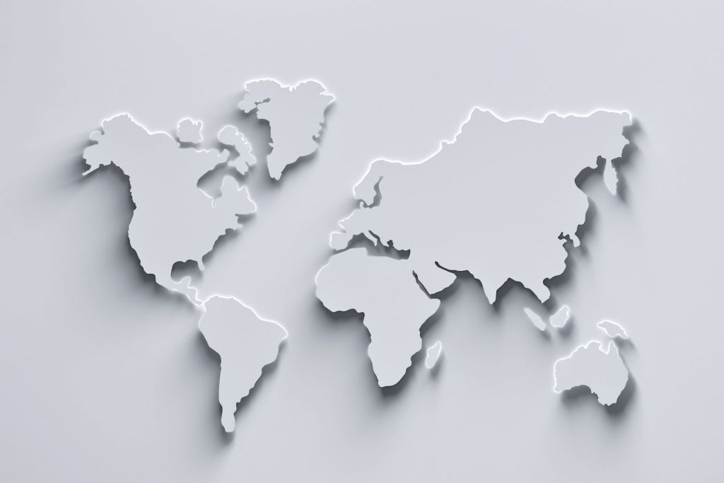 Carte du monde 3D blanche
