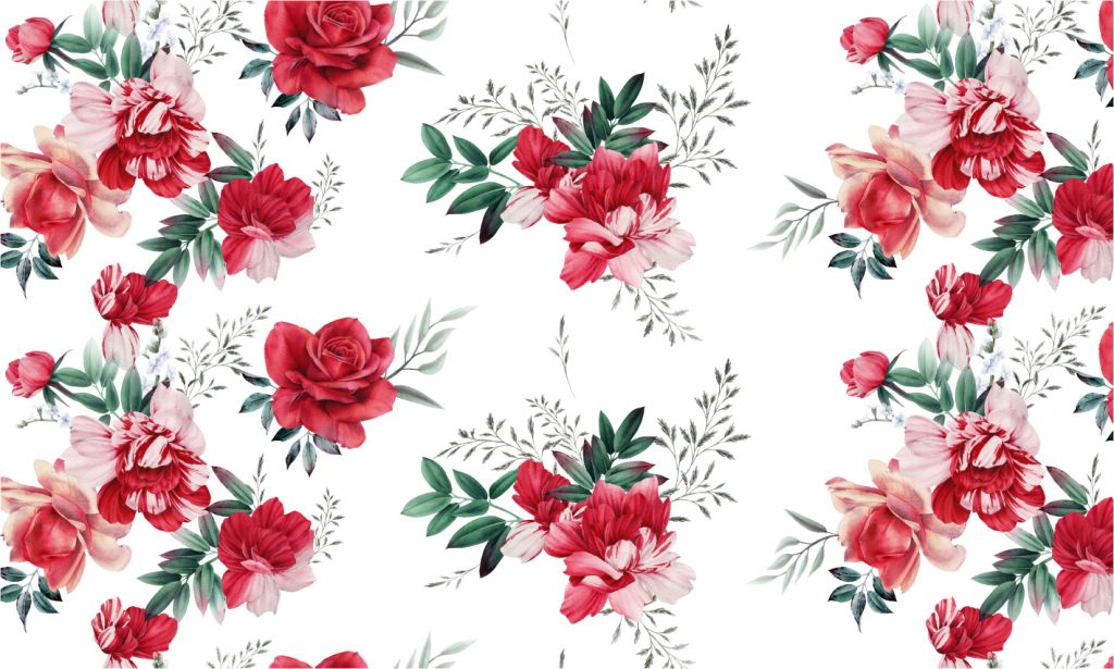 Motif de rose avec des feuilles