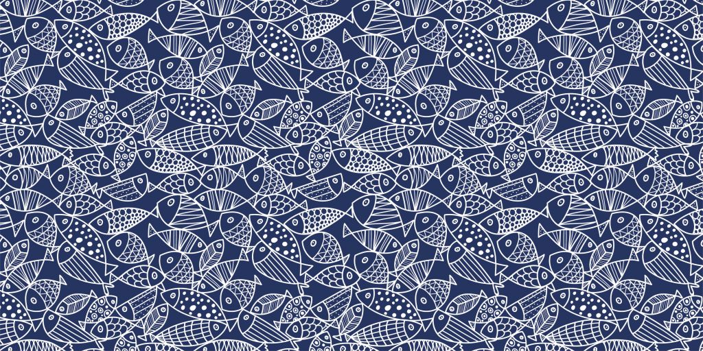Motif avec des poissons bleus
