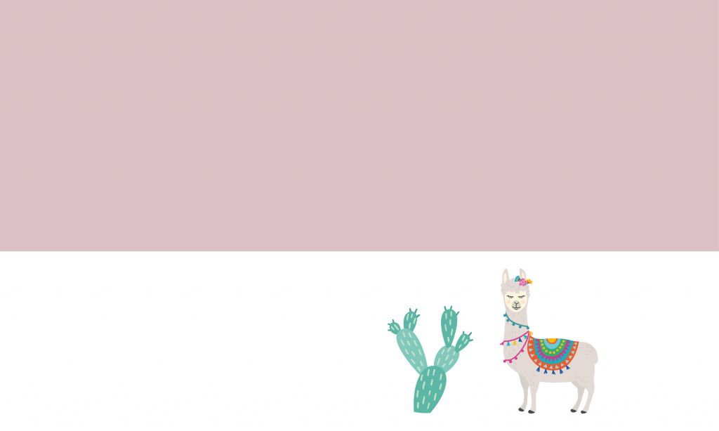Un lama joyeux avec des cactus