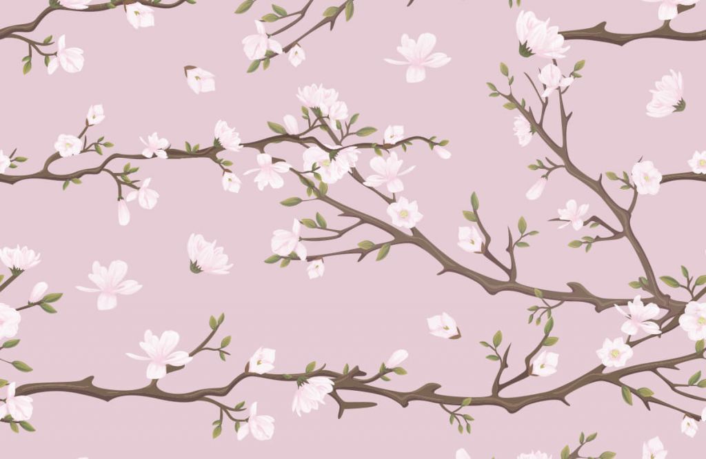 Branches roses du printemps