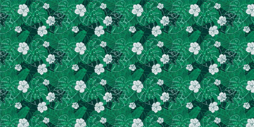 Motif Feuilles et fleurs tropicales