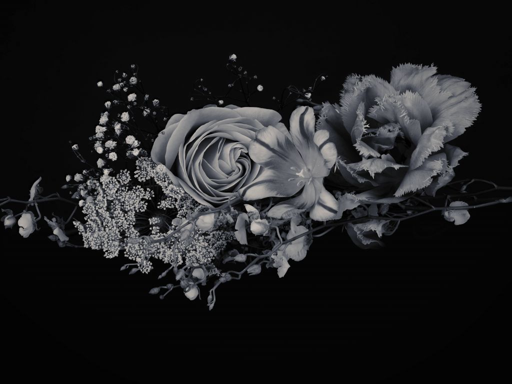 Guirlande de fleurs ton bleu nuit