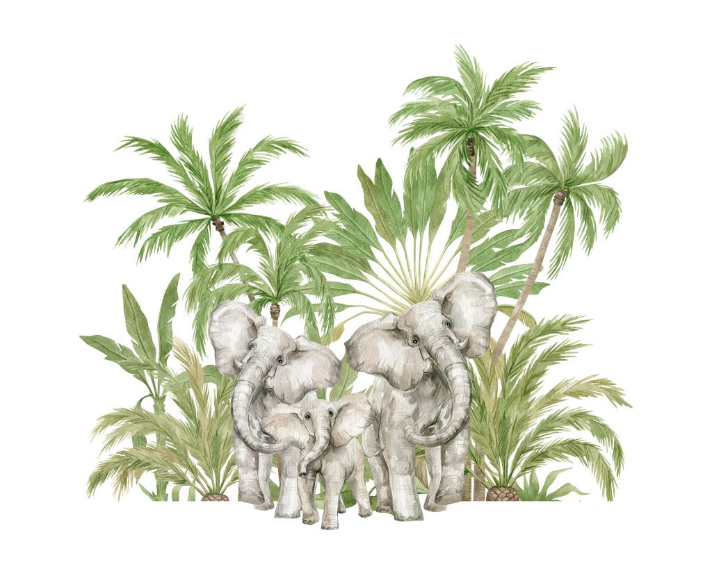 Éléphants en aquarelle