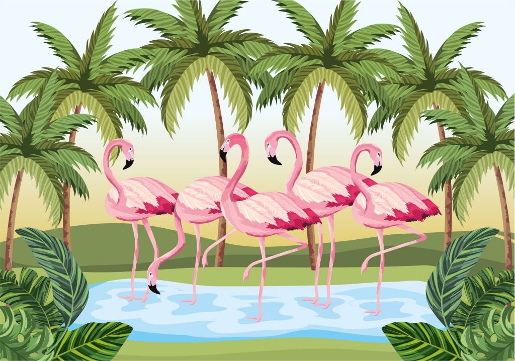 Illustration de flamants roses
