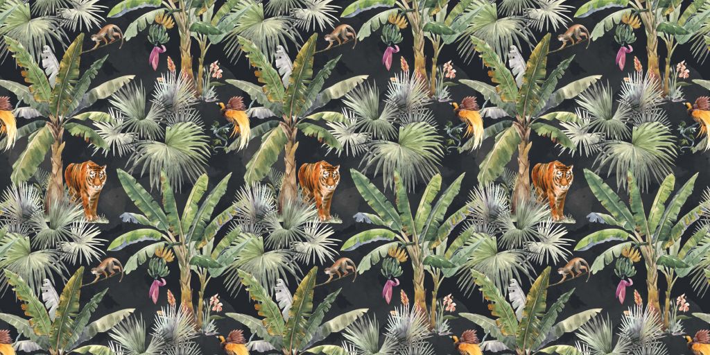 Palmiers et animaux de la jungle