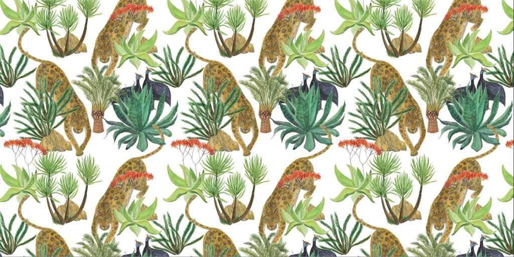 Léopard et plantes tropicales