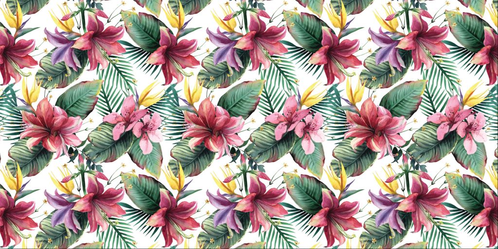 Fleurs et feuilles tropicales