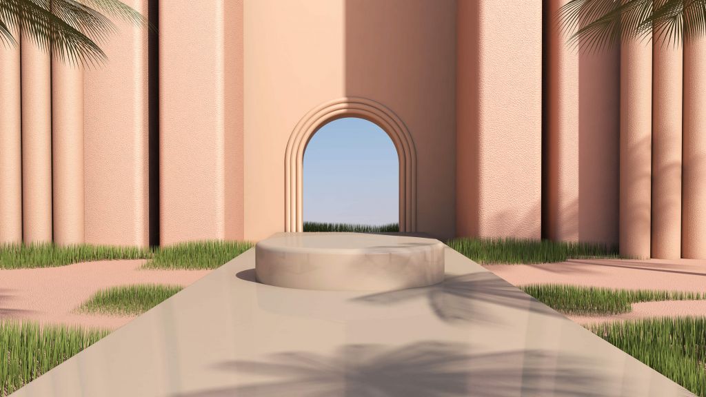Bâtiment rose pâle
