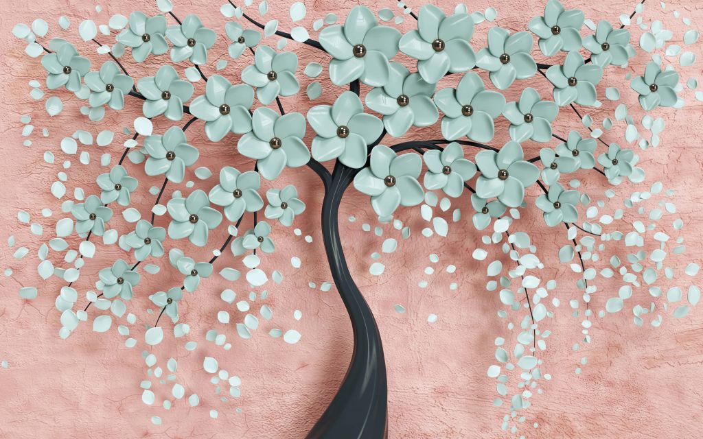 Arbre fantaisie noir avec des fleurs de menthe