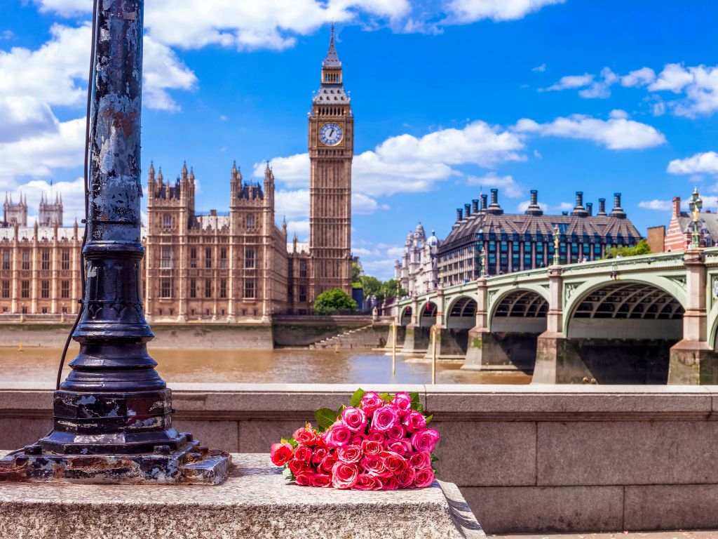 Un bouquet de roses à Londres