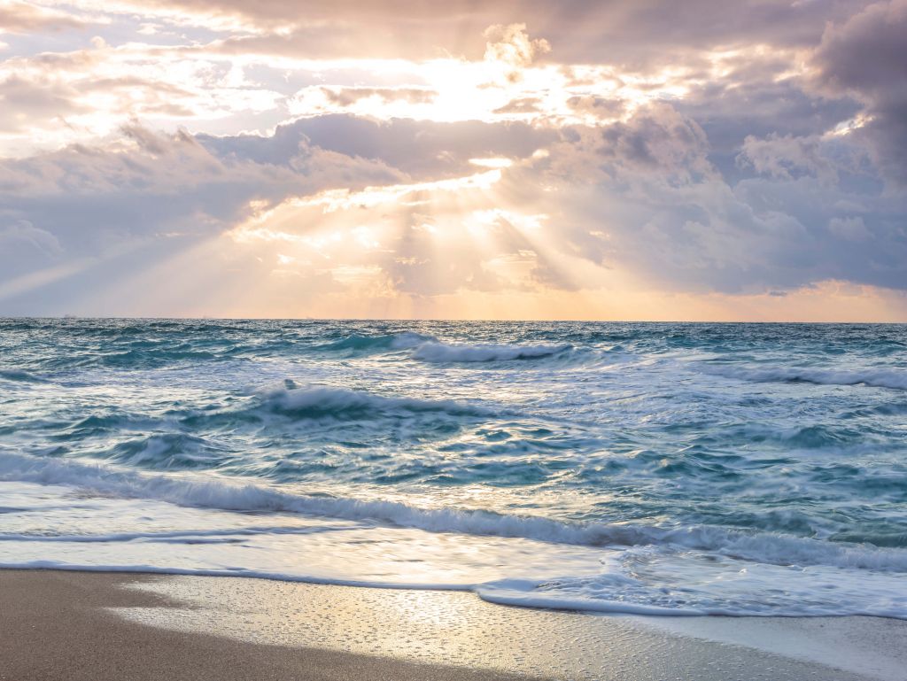 Rayons de soleil au bord de la mer