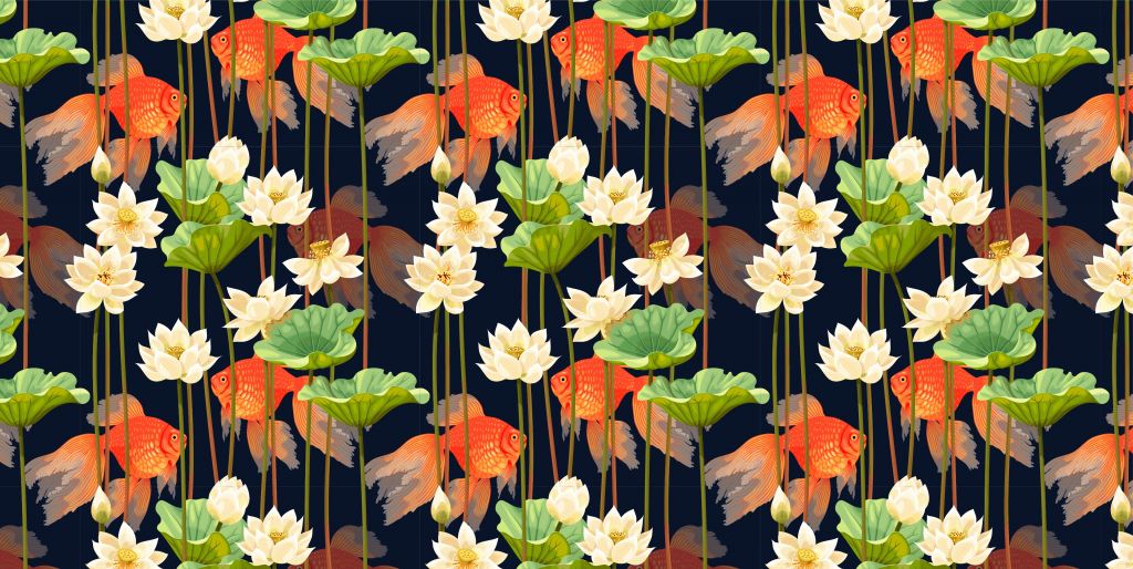 Lotus et poissons