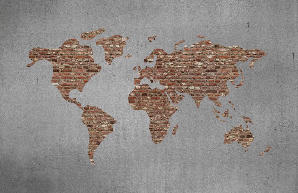 Carte du monde avec briques