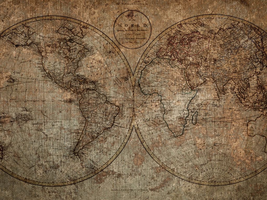 Dessin d'une ancienne carte du monde