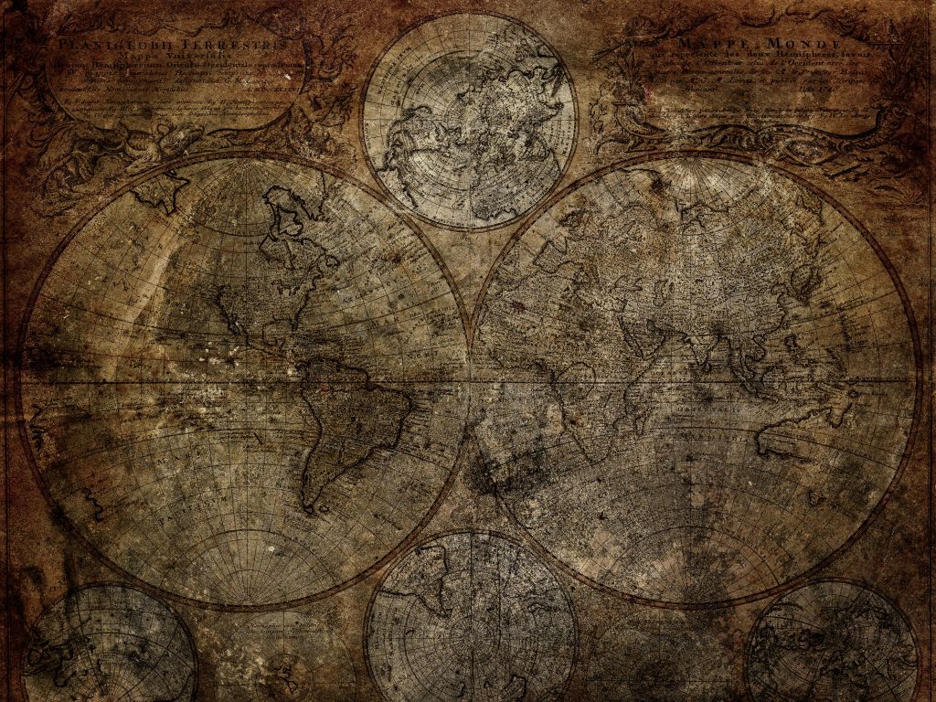 Ancienne carte du monde brûlée