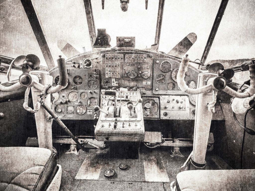 Cockpit d'avion en sépia