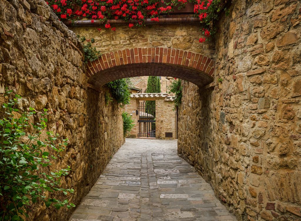 Petite arche avec des fleurs rouges