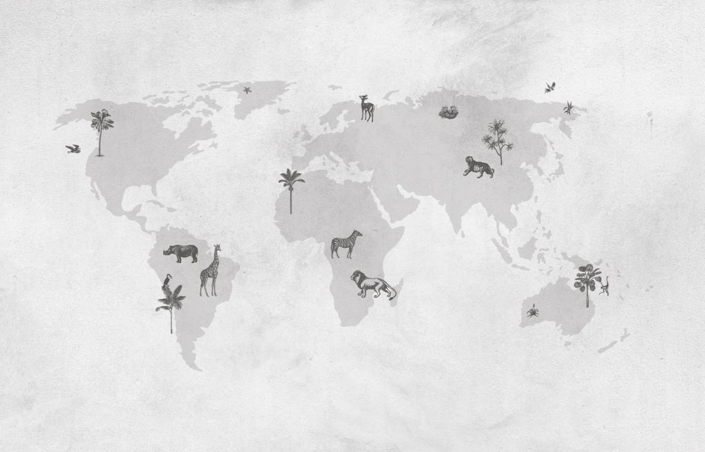Croquis de la carte du monde en gris
