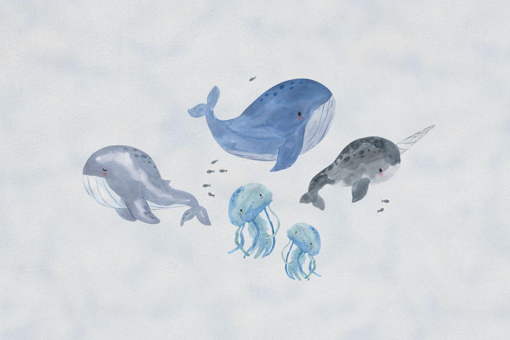 Baleines dans la mer