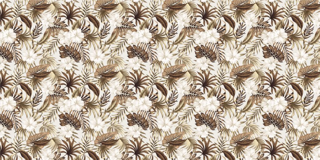 Fleurs tropicales, beige