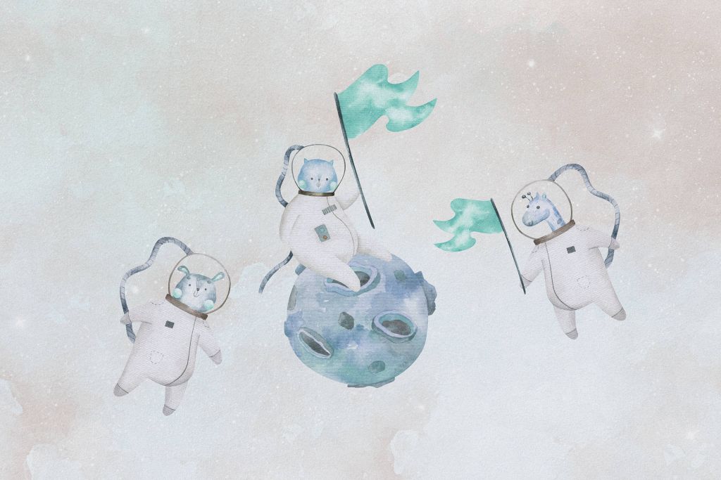 Girafe dans l'espace bleu