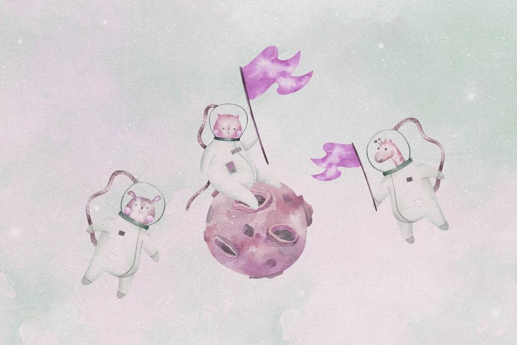 Girafe dans l'espace violet