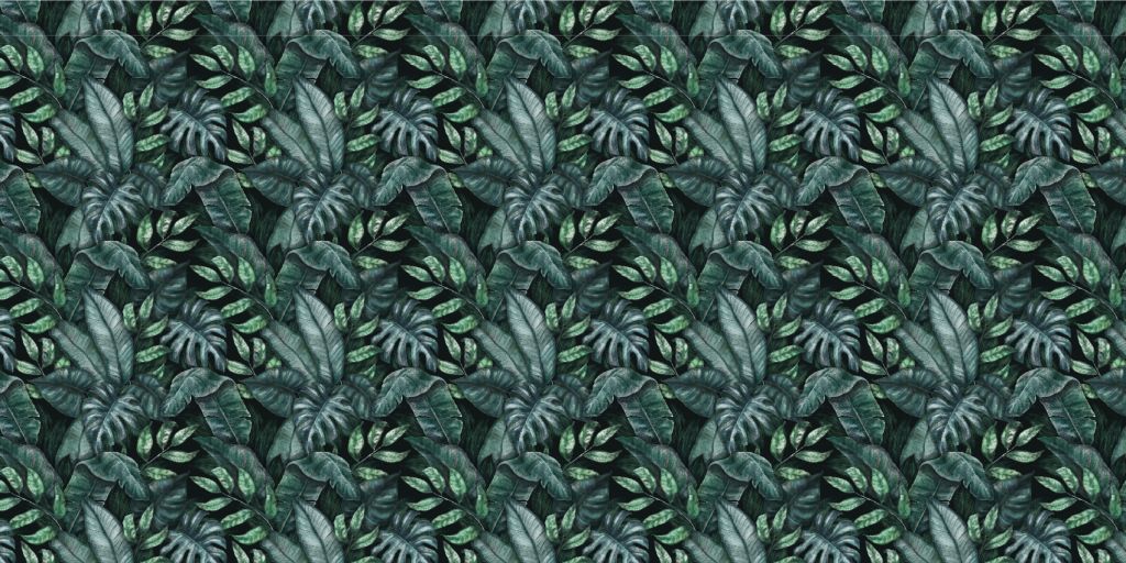 Motif botanique avec feuilles de palmier bleu canard