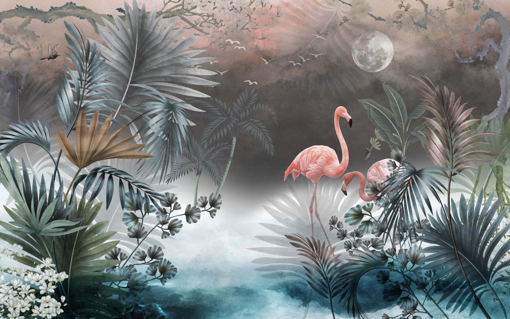 Flamants roses la nuit