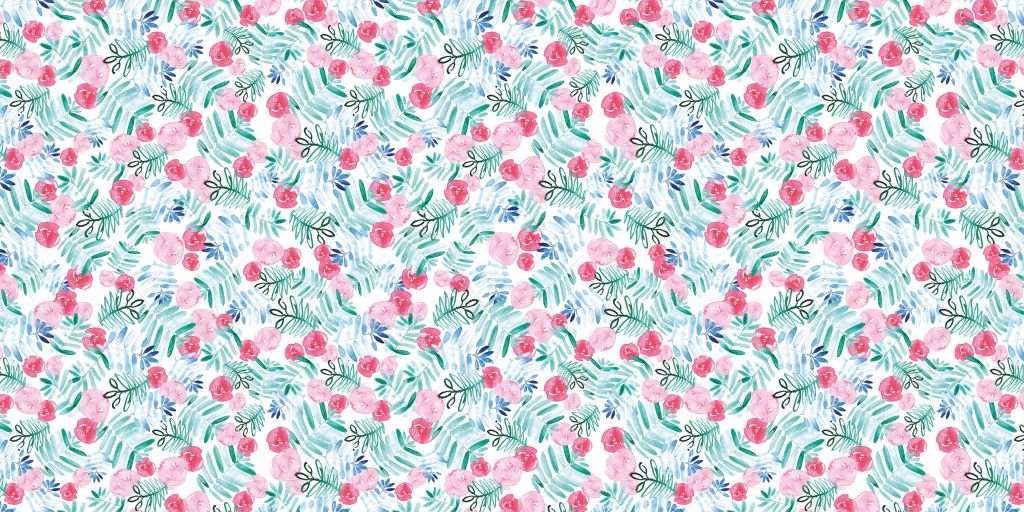 Cute watercolor roses and foliage tightened