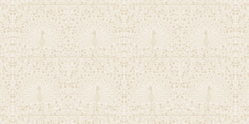 Classic Elegant Peacock Splendour Pattern - beige