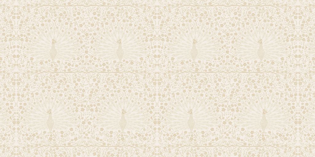 Classic Elegant Peacock Splendour Pattern - beige